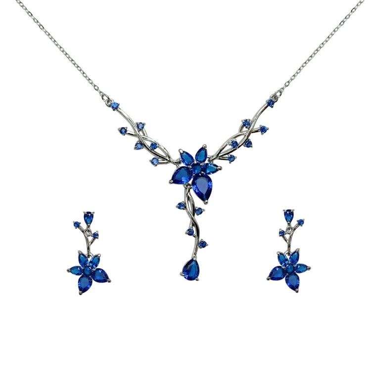 2022 Fashion Design Sea Blue CZ Unicorn Jewelry Sets for Women Shiny  Zirconia Crystal Party Silver
