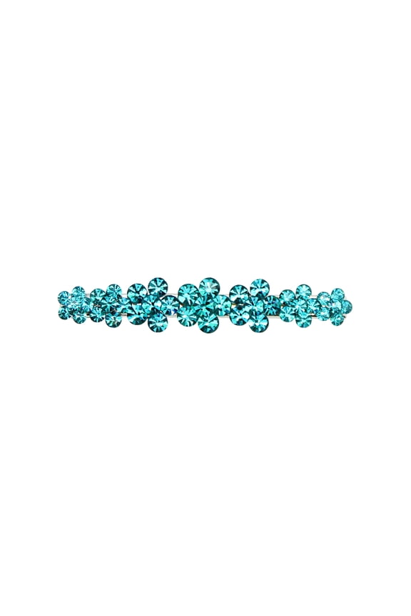Gorgeous Teal Crystal Floral Small Alligator Hair Clip