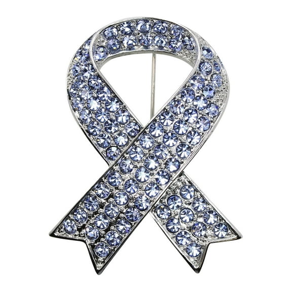 Faship Light Blue Crystal  Prostate Cancer Awareness Ribbon Pin Brooch