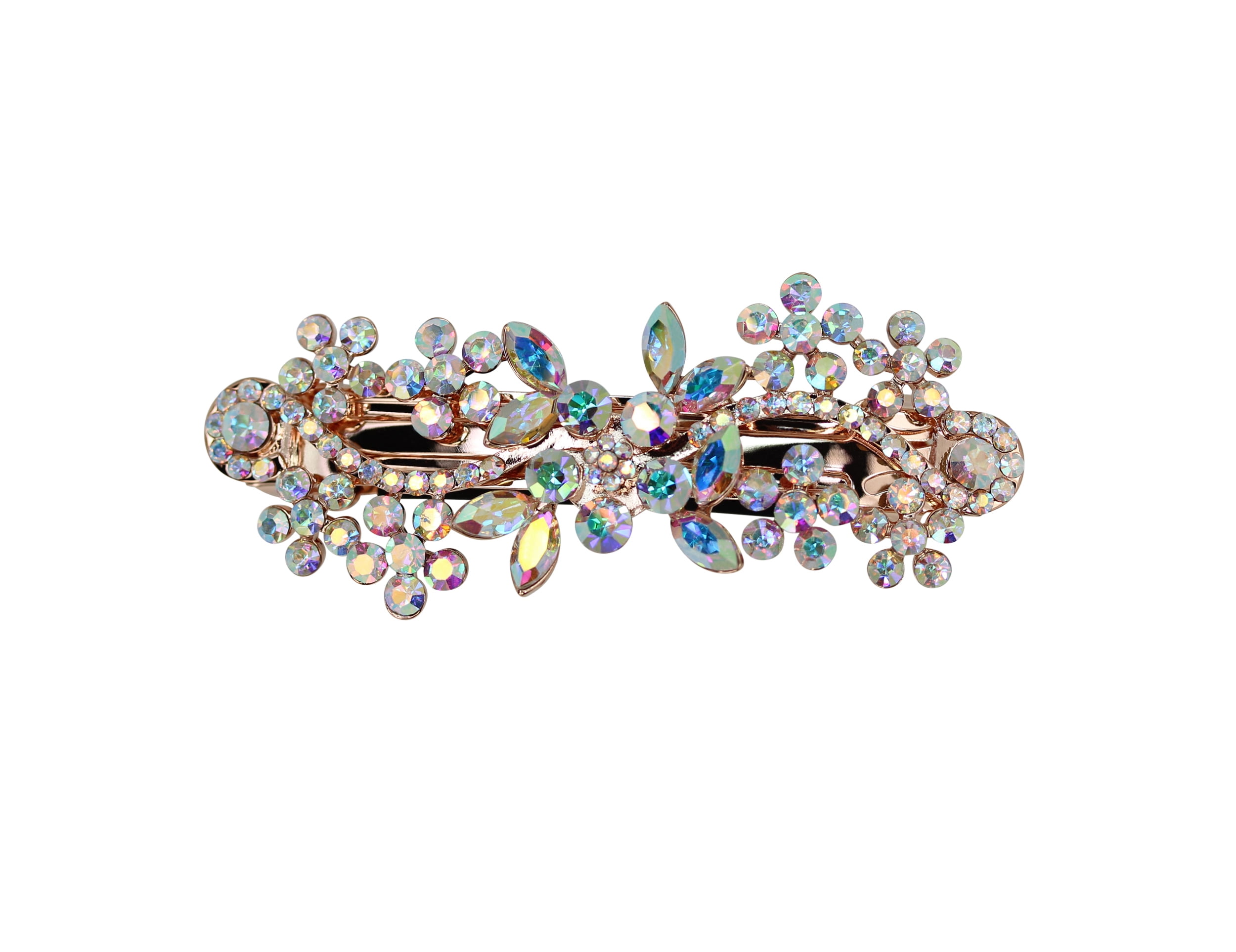 Faship Multicolors AB Floral Crystal Hair Barrette Clip