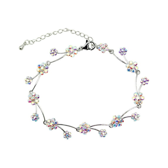 Faship Multicolors AB Rhinestone Crystal Floral Bracelet 7" - 9"
