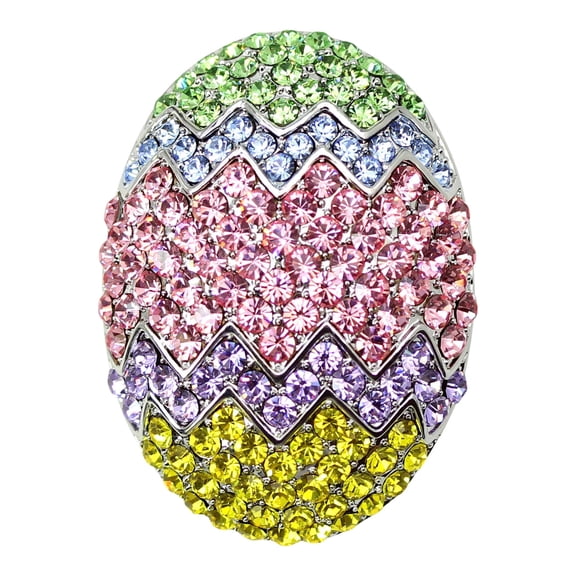 Faship Multicolors Rhinestone Crystal Big Easter Egg Pin Brooch