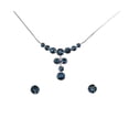 thumbnail image 1 of Faship  Navy Blue Premium  Rhinestone Crystal Floral Necklace Earrings Set, 1 of 5