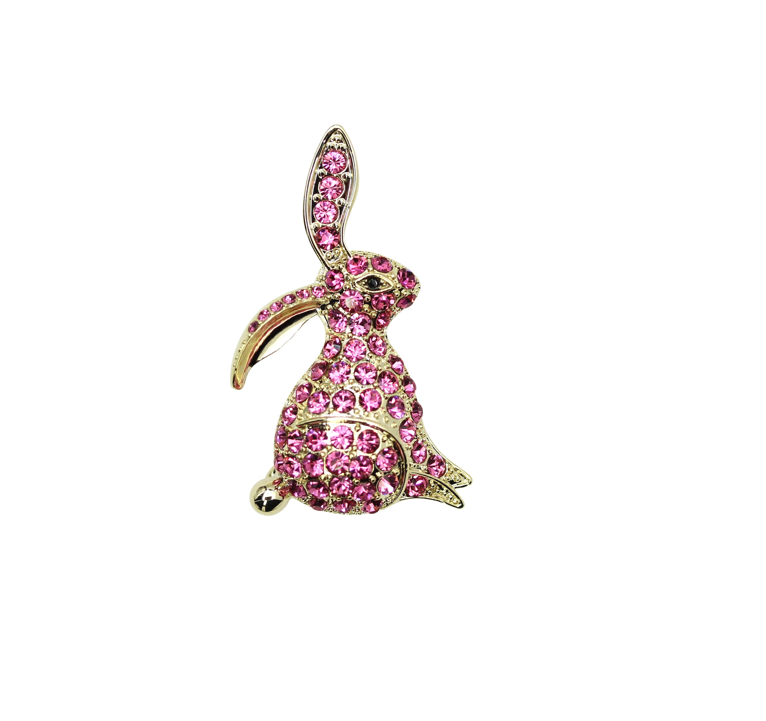 Faship Pink Rhinestone Crystal Bunny Rabbit Pin Brooch for Easter ...