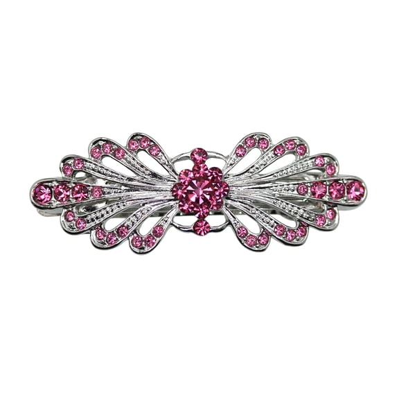 Faship Pink Small Mini Floral Hair Barrette Clip