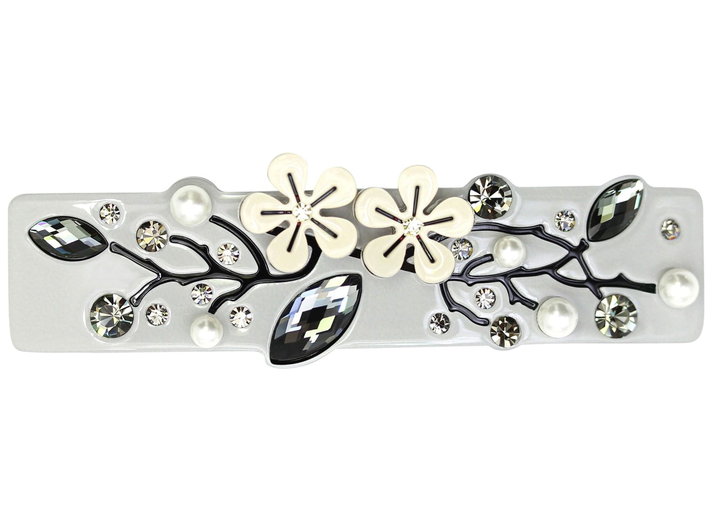 Faship Premium  Black Cellulose Acetate Floral Art Deco Hair Claws Clips