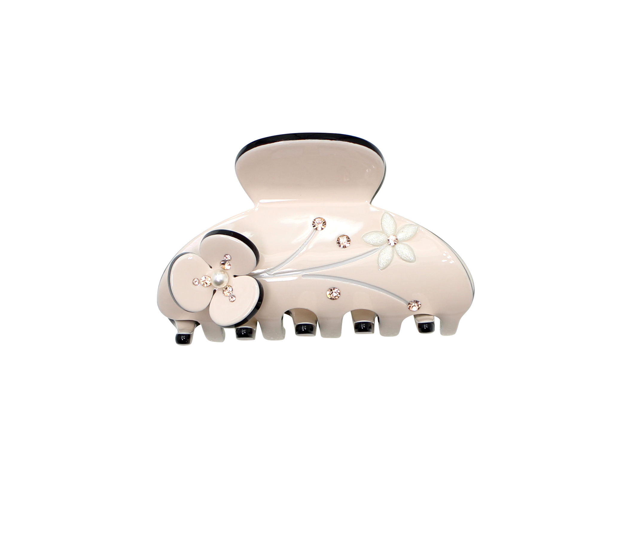 Faship Champagne Cellulose Acetate Floral Art Deco Hair Claw Clips