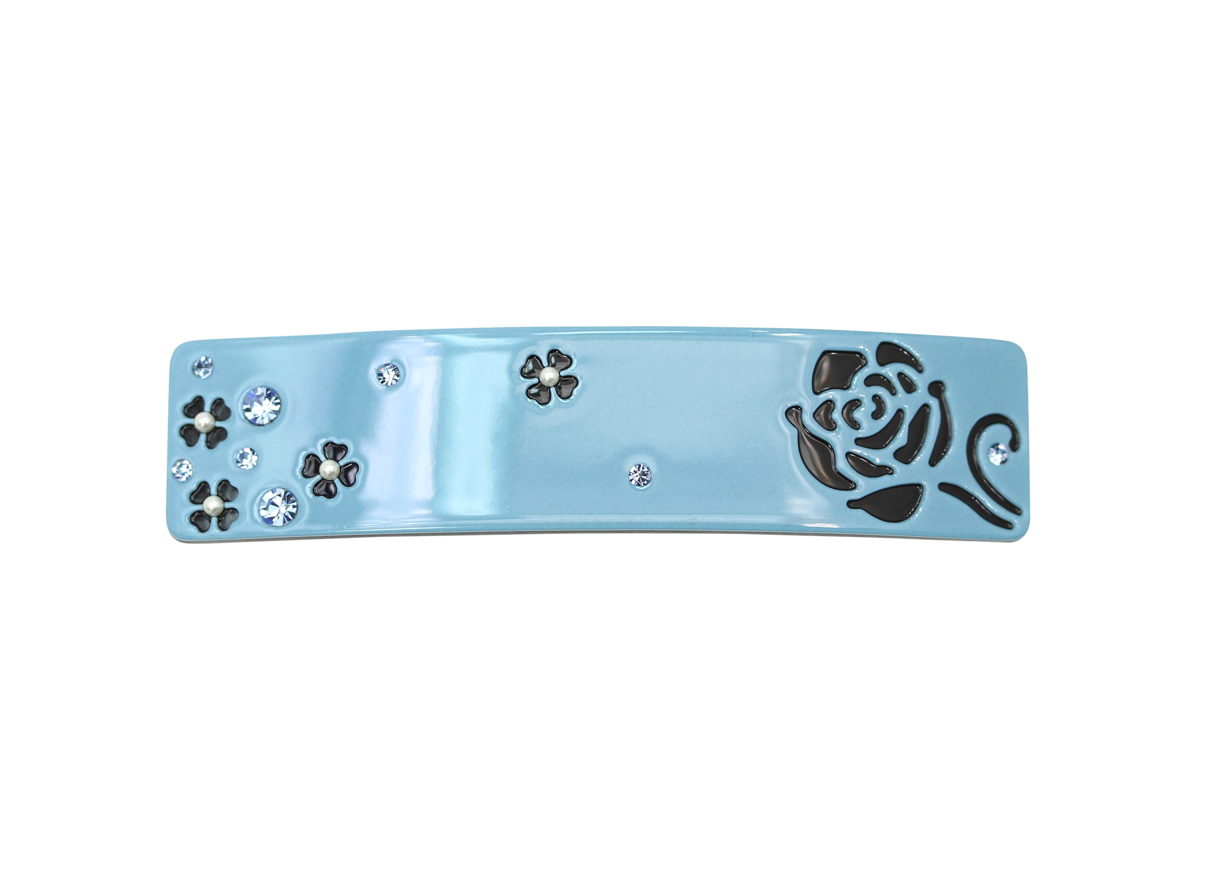 Faship Dusty Blue Cellulose Acetate Rose Floral Art Deco Hair Claws Clips
