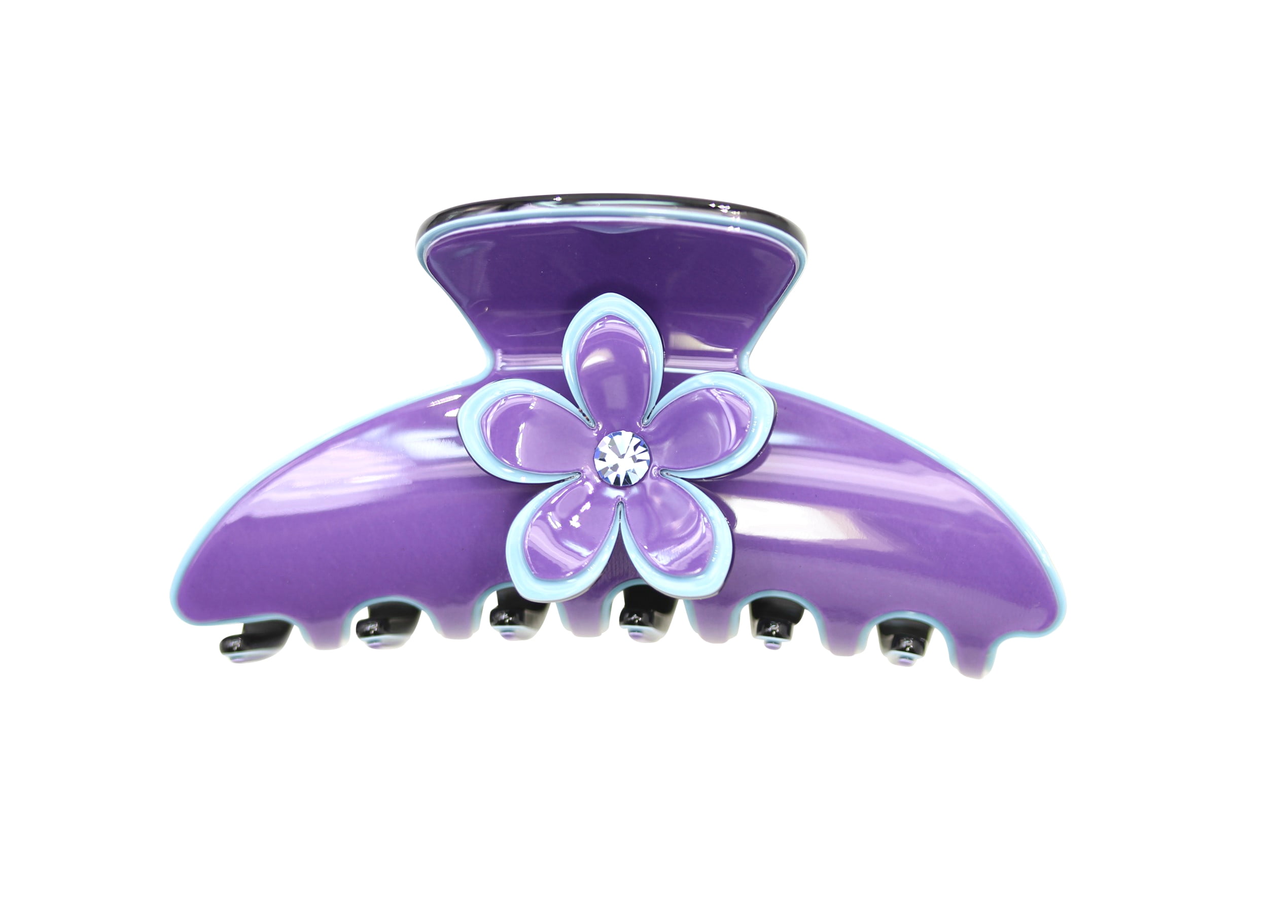 Faship Premium Rhinestone  Crystal Purple Cellulose Acetate Floral Art Deco Hair Claws Clips