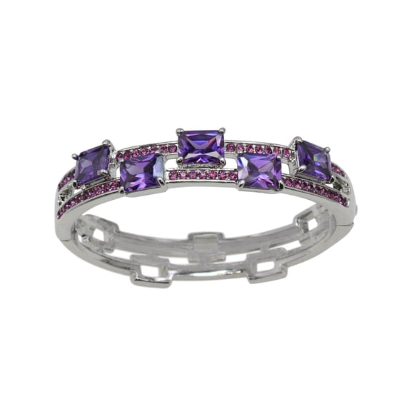 Faship Purple Cubic Zirconia CZ Crystal Bangle Bracelet