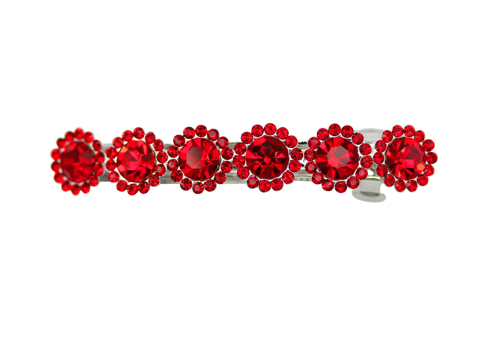 Faship Red Rhinestone Crystal Floral Small Hair Barrette Clip - Walmart.com