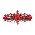 thumbnail image 1 of Faship Red Rhinestone Crystal Gun Metal Plated Flora Hair Barrette Clip, 1 of 5