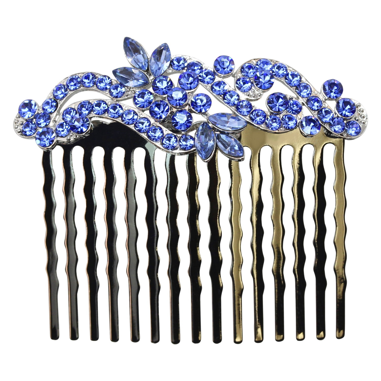 Faship Sapphire Color Blue Crystal Floral Hair Comb - Walmart.com