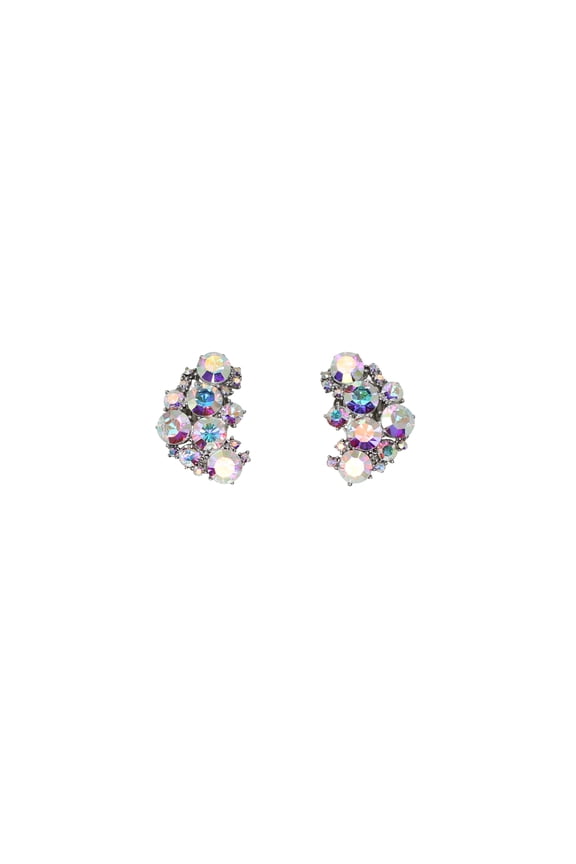 Sparkling AB MultiColored Rhinestone Crystal Clip Ons Earrings