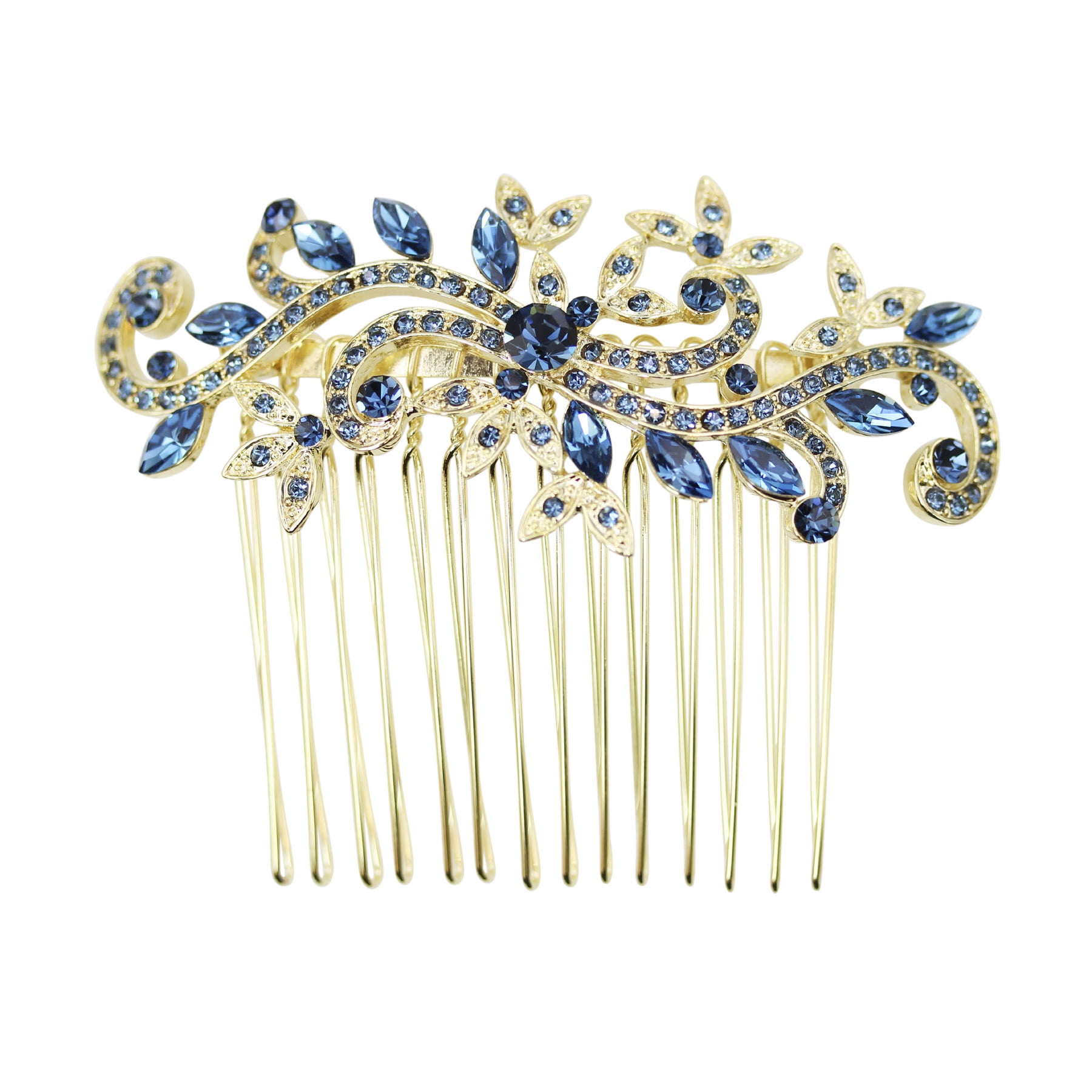 Faship Sparkling Navy Blue Crystal Floral Hair Comb - Walmart.com