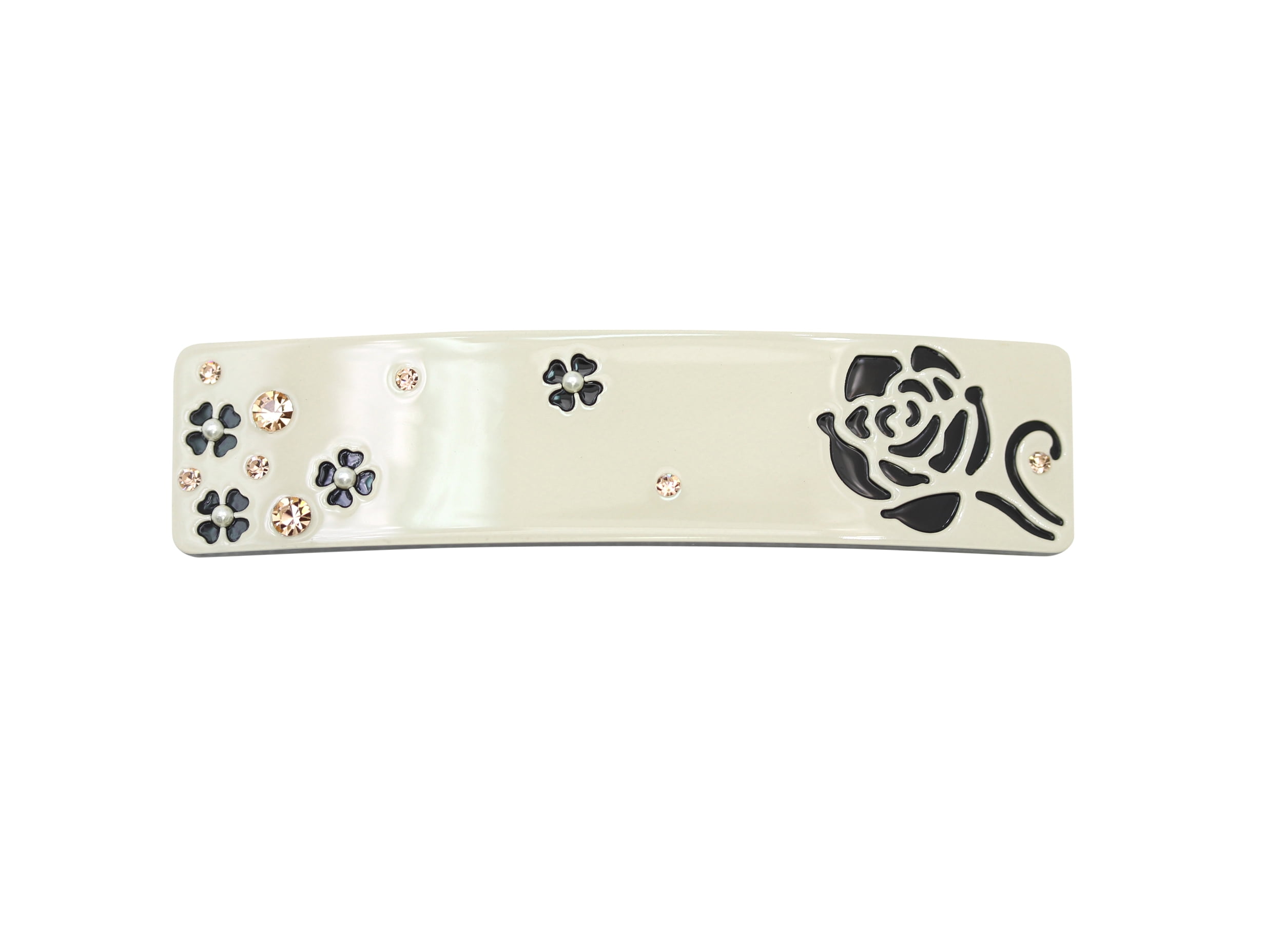 Faship Beige Cellulose Acetate Rose Floral Art Deco Hair Claws Clips