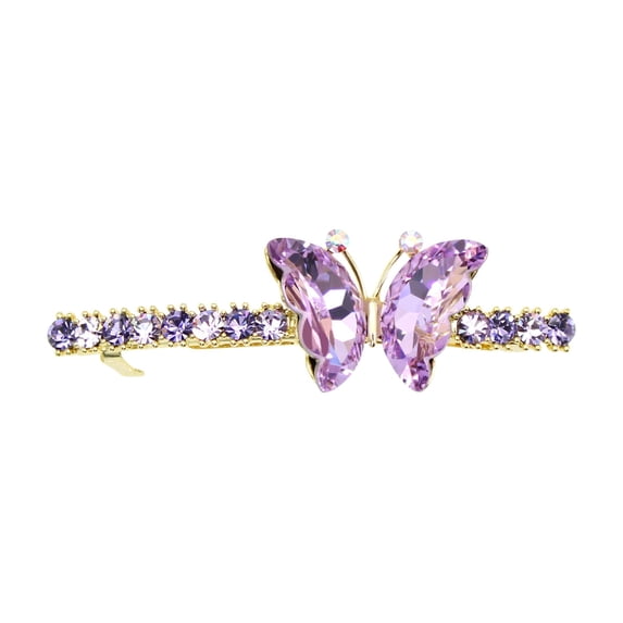 Faship Violet Light Purple Rhinestone Crystal Butterfly Hair Barrette Clip