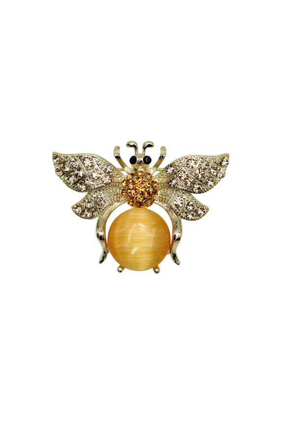 Yellow Rhinestone Crystal Bumble Bee Pin Brooch