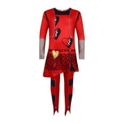 Fashix Halloween Princess Dresses Fancy Dress Queen of Hearts costumes Descendants Dress Costume Rise Of Red Costume Halloween Costumes Anime Short Sleeve V Neck Dress 3-4 Years #171