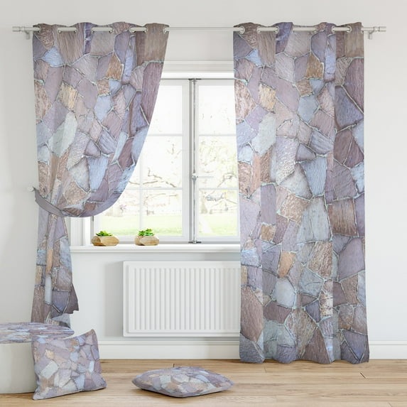 Fashnice 2Pcs 2Pc Privacy Window Curtain Energy Efficient Thick Solid Drapes Panels Grommet Curtains Thermal Insulated Bedroom Room Marble-18 W:39" x H:79" *2 Panels