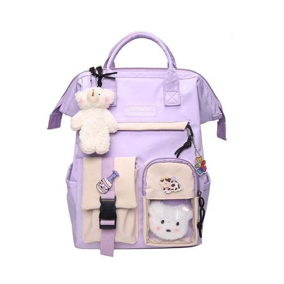 Fashnice Anti-Theft Laptop Backpack Bookbag Daypack Knapsack Business School Bag Rucksack Purple Backpack+ 3 Badges+ 1 Bear Head+ Pendant