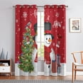 thumbnail image 1 of Fashnice Christmas Thermal Insulated Blackout Curtain Grommet Room Darkening Curtain Blackout Window Treatments Eyelet Ring Top Window Drapes Red W:27.5''x H:39'' *2Pcs, 1 of 4