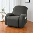 thumbnail image 1 of Fashnice Stretch Slipcover Recliner Armchair Cover Plain Couch Cover Elastic Furniture Protector Dark Gray 2 Seat, 1 of 8