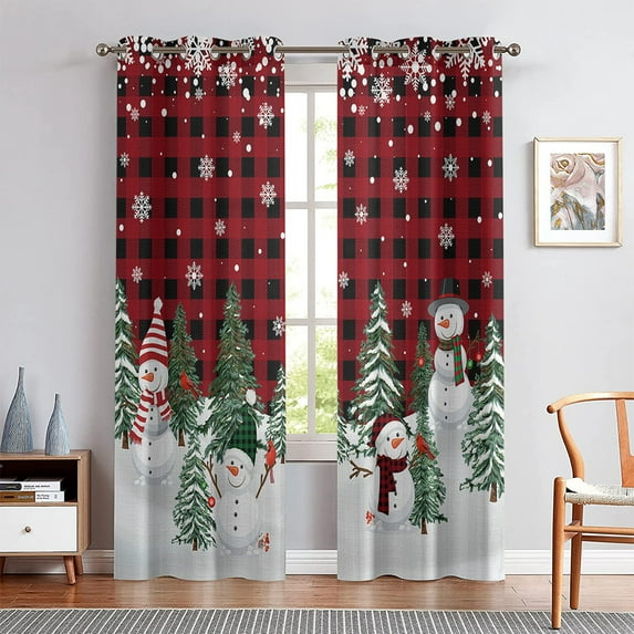 Fashnice Xmas Room Darkening Curtain Grommet Blackout Window Curtain Thermal Insulated Window Treatments Eyelet Ring Top Window Drapes Style B W:52"xL:84"