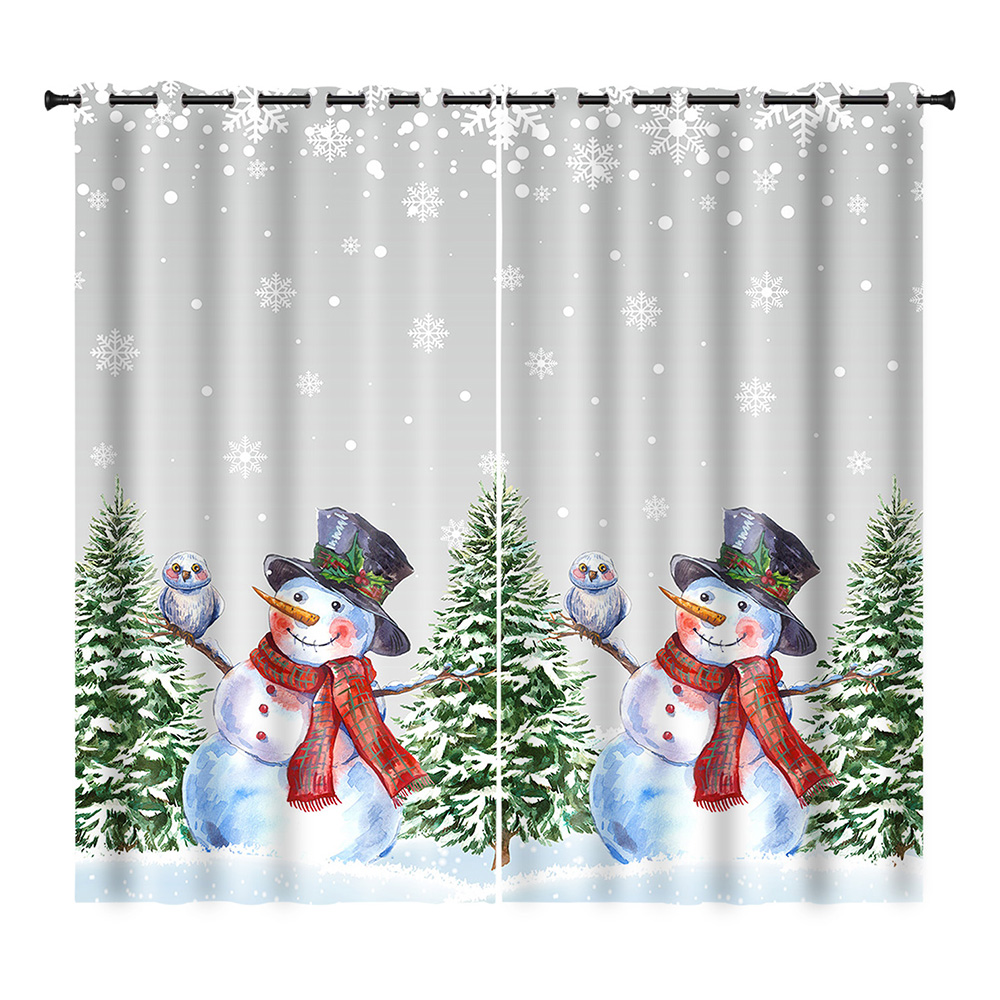 Fashnice Xmas Window Curtain Grommet Drapes 2Pcs Luxury Christmas