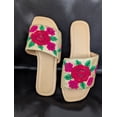thumbnail image 1 of Fashostyle Textile Embroidered Summer Leather Slides - BEIGE, 1 of 2