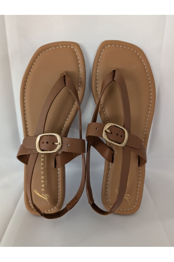 Trendy Leather Slingback Sandal, Women - BROWN