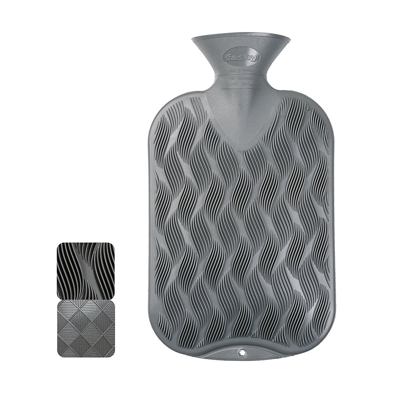 Fashy Classic Single Ribbed Hot Water Bottle Anthracite 2L Water