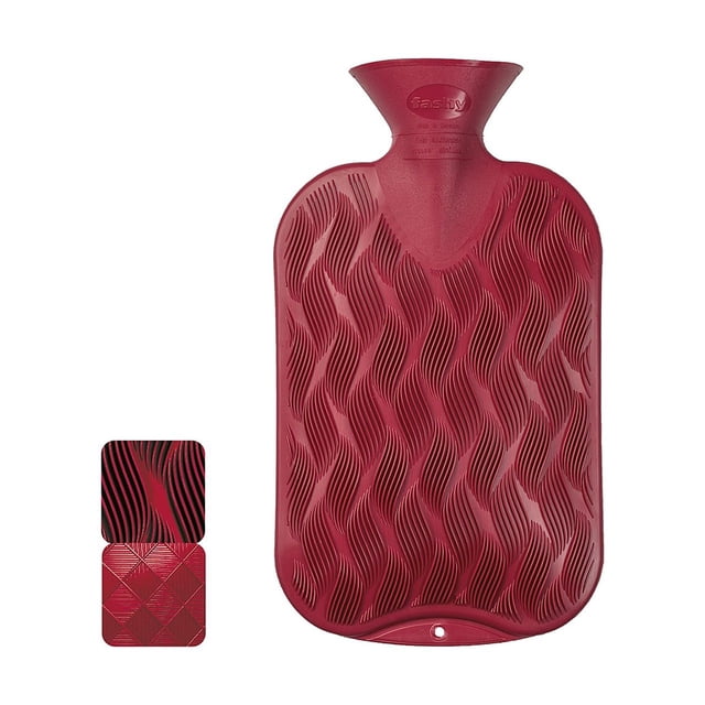 Fashy Classic Single Ribbed Hot Water Bottle Cranberry 2L Water