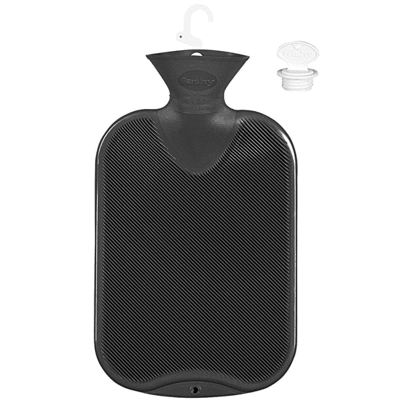 Fashy Classic Single-Ribbed Hot Water Bottle - Gray 2L Water Bottle
