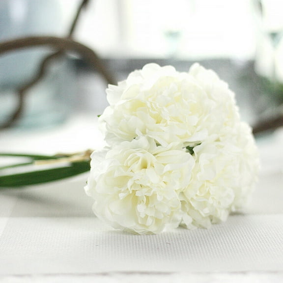 Fasiaou 1 Bouquet 5 Heads,10" Artificial Peonies Flowers Silk White Peonies Fake Hydrangea Flowers Arrangements Table Centerpiece Faux Flores for Bridal Wedding Home Decor (White)