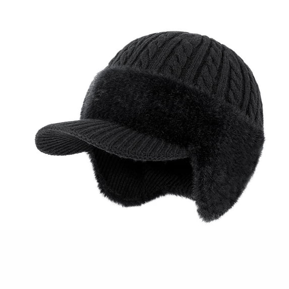 Fasiaou 1 Counts Cold Weather Knitted Hat with Ear Protection Windproof Fleece Lined Beanie for Men Women Winter Outdoor Sports Cap for Golf Fishing Jogging Thermal Insulated Skull Cap