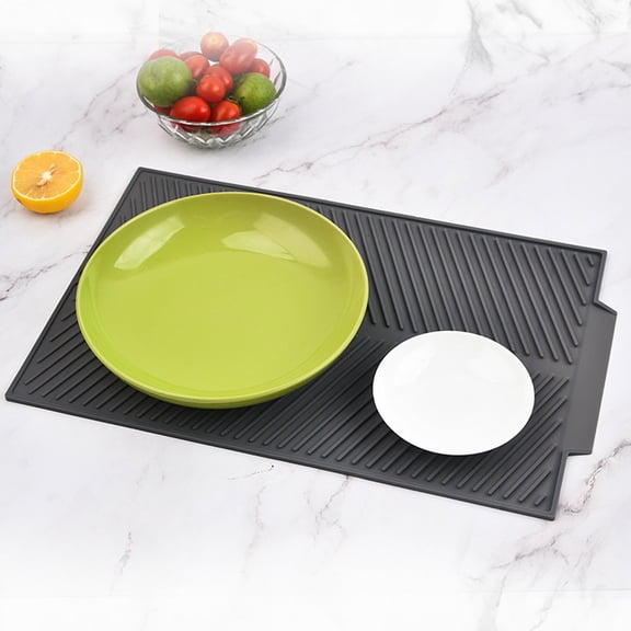 Fasiaou 1 Counts Silicone Drying Mat for Kitchen Sink Dish Drainer Pad Heat Resistant Non-Slip Drip Tray for Dishes Fruits Vegetables Countertop Protector Durable Dish Rack Replacement