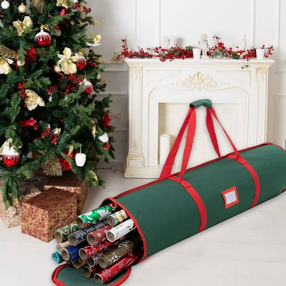 Fasiaou 1 Packs Christmas Tree Storage Bag Large Capacity Cylinder Organizer for Holiday Decorations Gift Wrapping Supplies Oxford Cloth Durable Waterproof Xmas Decoration Storage Container