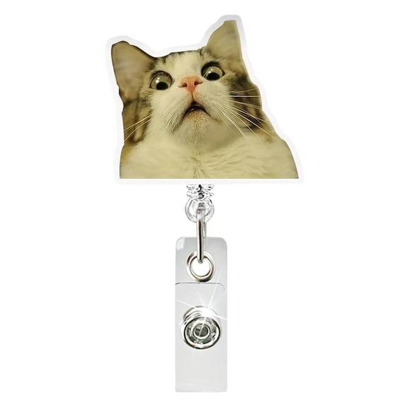 Fasiaou 1 Packs Cute Acrylic ID Badge Clip with Stretch Scroll Design for Work Office Accessories Flat Keychain for Lanyards and Backpacks