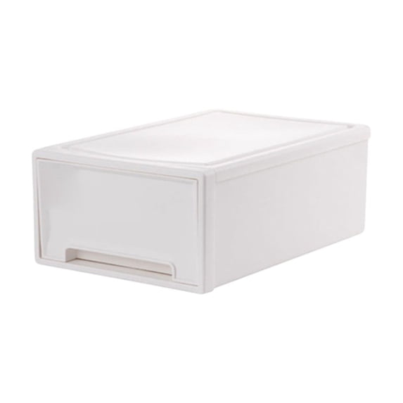 Fasiaou 10x7x4 Inch Desktop Storage Drawer Organizer with Non-Slip Handle, Clear Plastic Lingerie Stationery Box Stackable for Home Office,White
