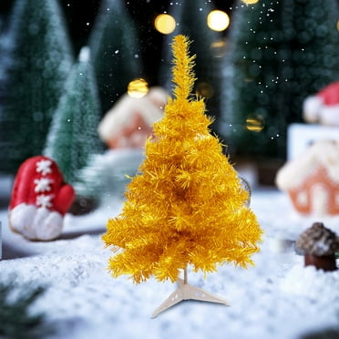 Fasiaou 11.8 Inch Desktop Artificial Christmas Tree, Gold Tabletop Christmas Tree with Stand Mini Xmas Pine Tree, for Party Supplies Indoor Outdoor Holiday Home Decoration(Gold)
