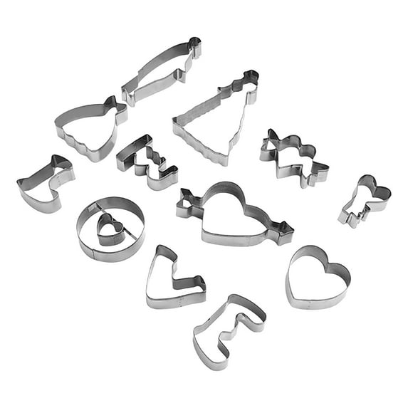Fasiaou 12PCS Heart Cookie Cutter Set - Heart Cookie Cutter for Valentine's Day - Stainless Steel Small Heart Shaped Cookie Cutter for Sandwiches, Cookie, Biscuit,Silvery
