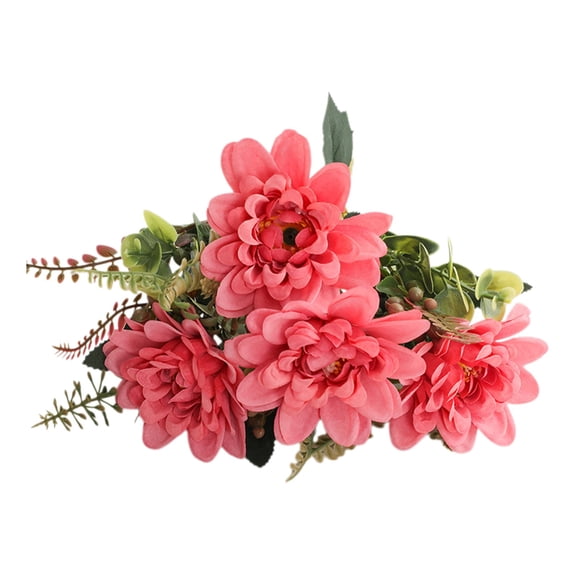 Fasiaou 13 Inch 7-Fork Simulation Chrysanthemum Bouquet, Silk Fabric Fake Flowers for Wedding Home Decoration and Photography Props,E