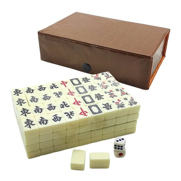Fasiaou 144-Piece Mini Portable Mahjong Set, Snake Box Travel Size with Dice, 20x14x10mm Tiles for Party & Entertainment, Melamine Material,As Show