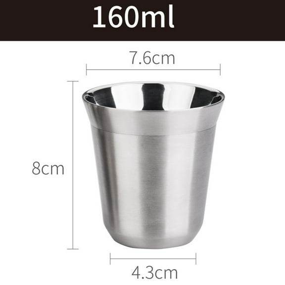 Fasiaou 160mL (5 Ounce) Stainless Steel Espresso Cups - 1 Pack Double Wall Insulated Cups Demitasse Cups Coffee Cup For Drinking, Drinking Coffee, Drinking Beverages