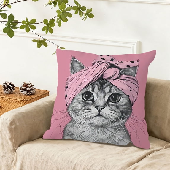 Fasiaou 18x18 Inch Cute Animals Print Flocked Pillow Cover, Soft Durable and Pilling Resistant Fabric, Machine Washable Decorative Cushion Case for Sofa Bedroom Car, Insert Not Included,A