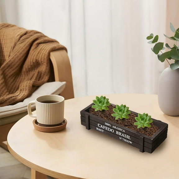Fasiaou 1pcs Wood Planter Box Rectangle Succulent Plant Pot Storage Box Organizer Succulents Vintage Floral Plant Container For Home Office Window Shelves Decor/house/A Gift