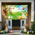 thumbnail image 1 of Fasiaou 2 Counts Easter Party Backdrop with Egg Bunny Design, Vinyl Photo Booth Background for Indoor Outdoor Celebrations, Holiday Decor Photography Prop, 1 of 5