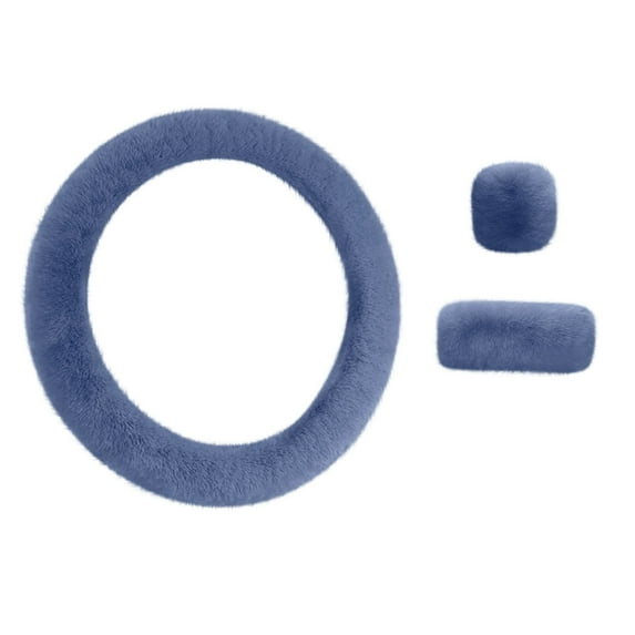 Fasiaou 2 Counts Faux Wool Steering Wheel Cover Set Winter Warm Fuzzy Car Steering Wheel Cover for Women with Gear Shift and Handbrake Covers Non Slip Grip Driving Comfort