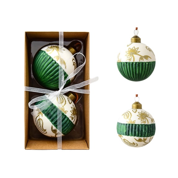 Fasiaou 2 Packs Christmas Glass Ornaments Set Glitter Hanging Balls Shatterproof Holiday Decor for Tree Wreath Window Mantel Decorations Festive Party Centerpiece